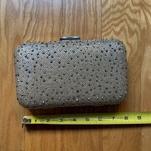INC International Concepts Gold Rhinestone Evening Clutch